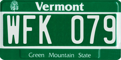 VT license plate WFK079