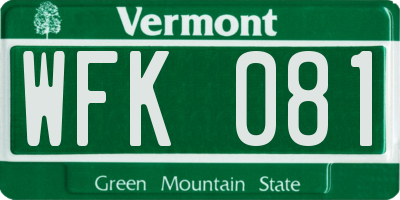 VT license plate WFK081