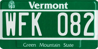 VT license plate WFK082