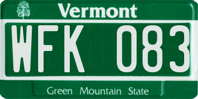 VT license plate WFK083