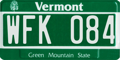 VT license plate WFK084