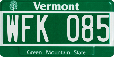 VT license plate WFK085