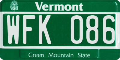 VT license plate WFK086