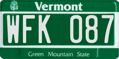 VT license plate WFK087