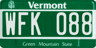 VT license plate WFK088
