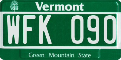 VT license plate WFK090