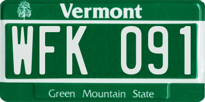 VT license plate WFK091