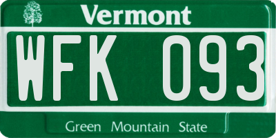 VT license plate WFK093