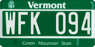 VT license plate WFK094
