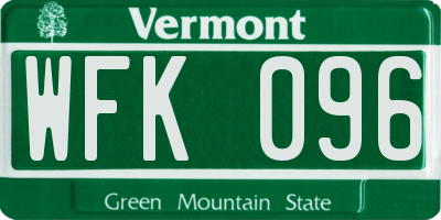 VT license plate WFK096