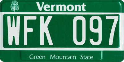 VT license plate WFK097