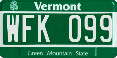 VT license plate WFK099