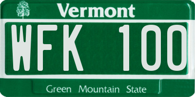 VT license plate WFK100