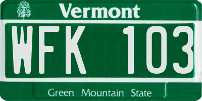 VT license plate WFK103