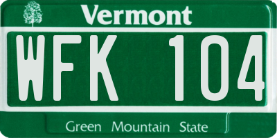 VT license plate WFK104