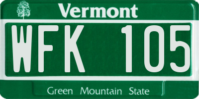 VT license plate WFK105