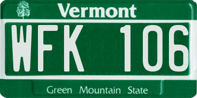 VT license plate WFK106