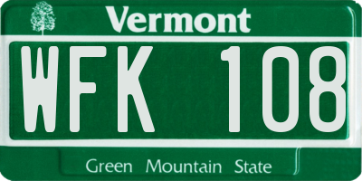 VT license plate WFK108