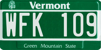VT license plate WFK109