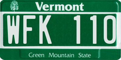 VT license plate WFK110