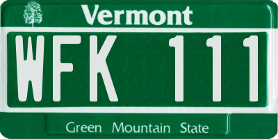 VT license plate WFK111
