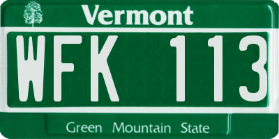 VT license plate WFK113