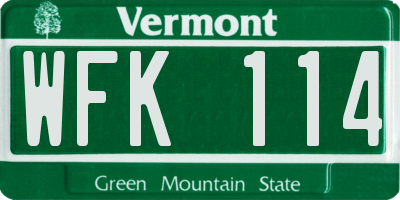VT license plate WFK114
