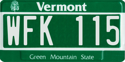 VT license plate WFK115