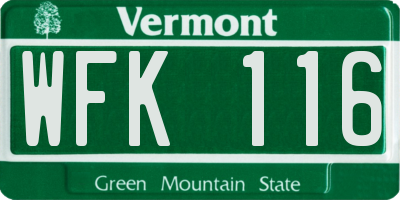 VT license plate WFK116