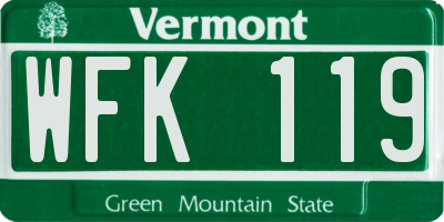 VT license plate WFK119