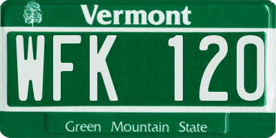 VT license plate WFK120