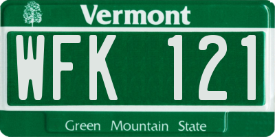 VT license plate WFK121