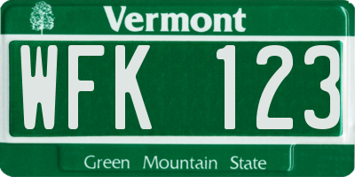 VT license plate WFK123