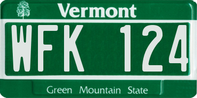 VT license plate WFK124