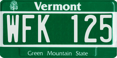 VT license plate WFK125