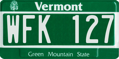 VT license plate WFK127