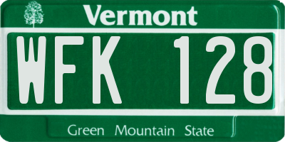 VT license plate WFK128