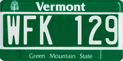 VT license plate WFK129