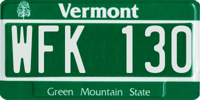 VT license plate WFK130