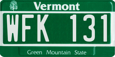 VT license plate WFK131