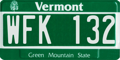VT license plate WFK132