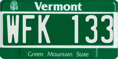 VT license plate WFK133