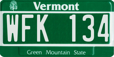 VT license plate WFK134
