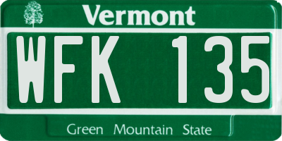 VT license plate WFK135
