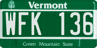 VT license plate WFK136