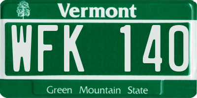 VT license plate WFK140