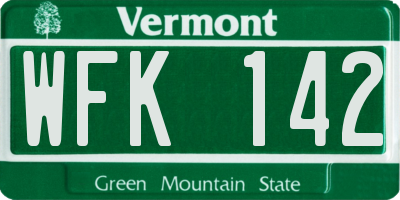 VT license plate WFK142