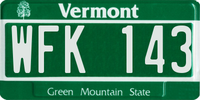 VT license plate WFK143
