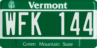 VT license plate WFK144