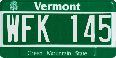 VT license plate WFK145